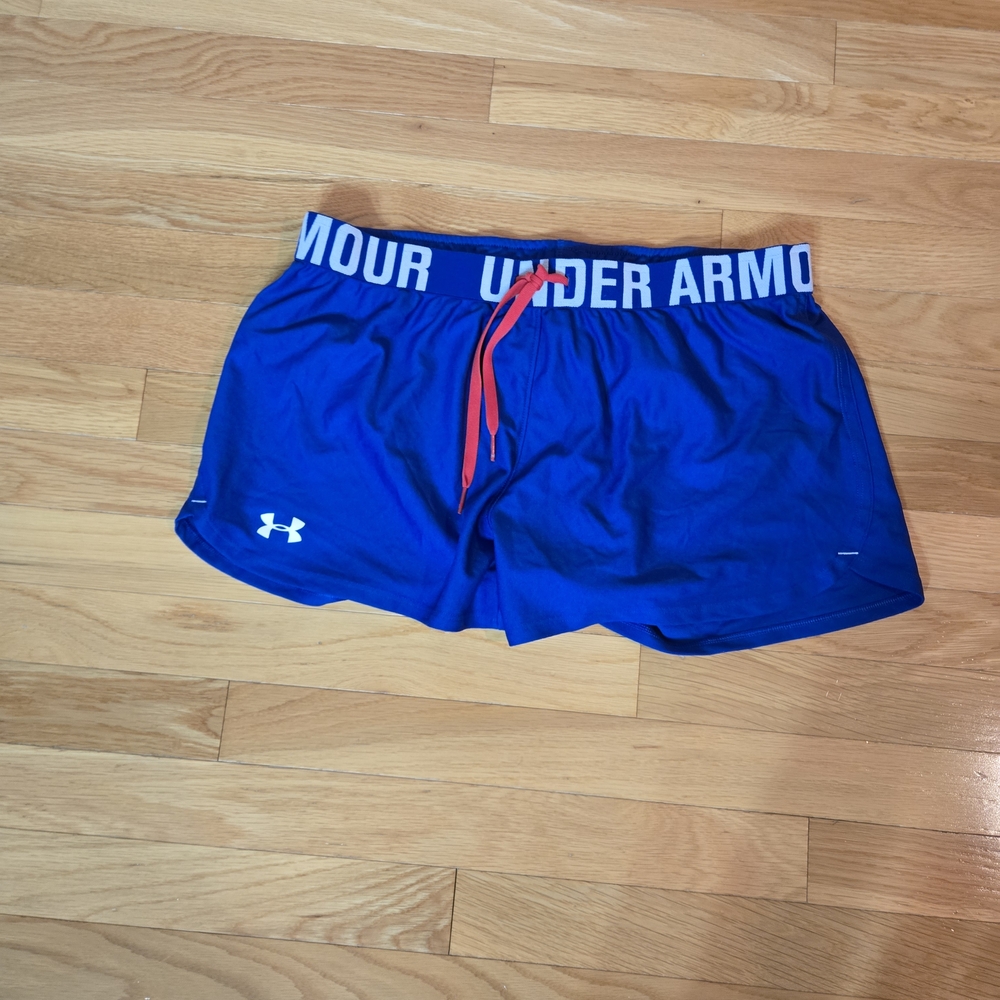 Under Armour Blue Athletic Shorts with Red Drawstring